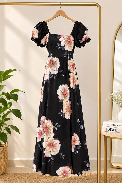 Midnight Bloom Floral Frock Dress