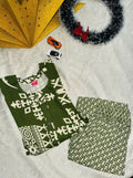 Elegant Olive Green Printed Co-ord Set