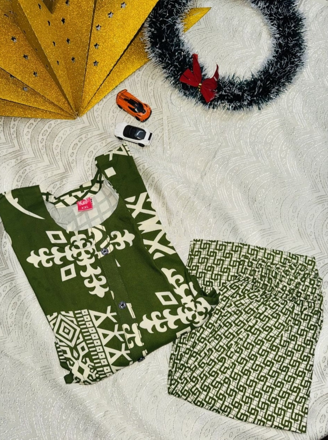 Elegant Olive Green Printed Co-ord Set