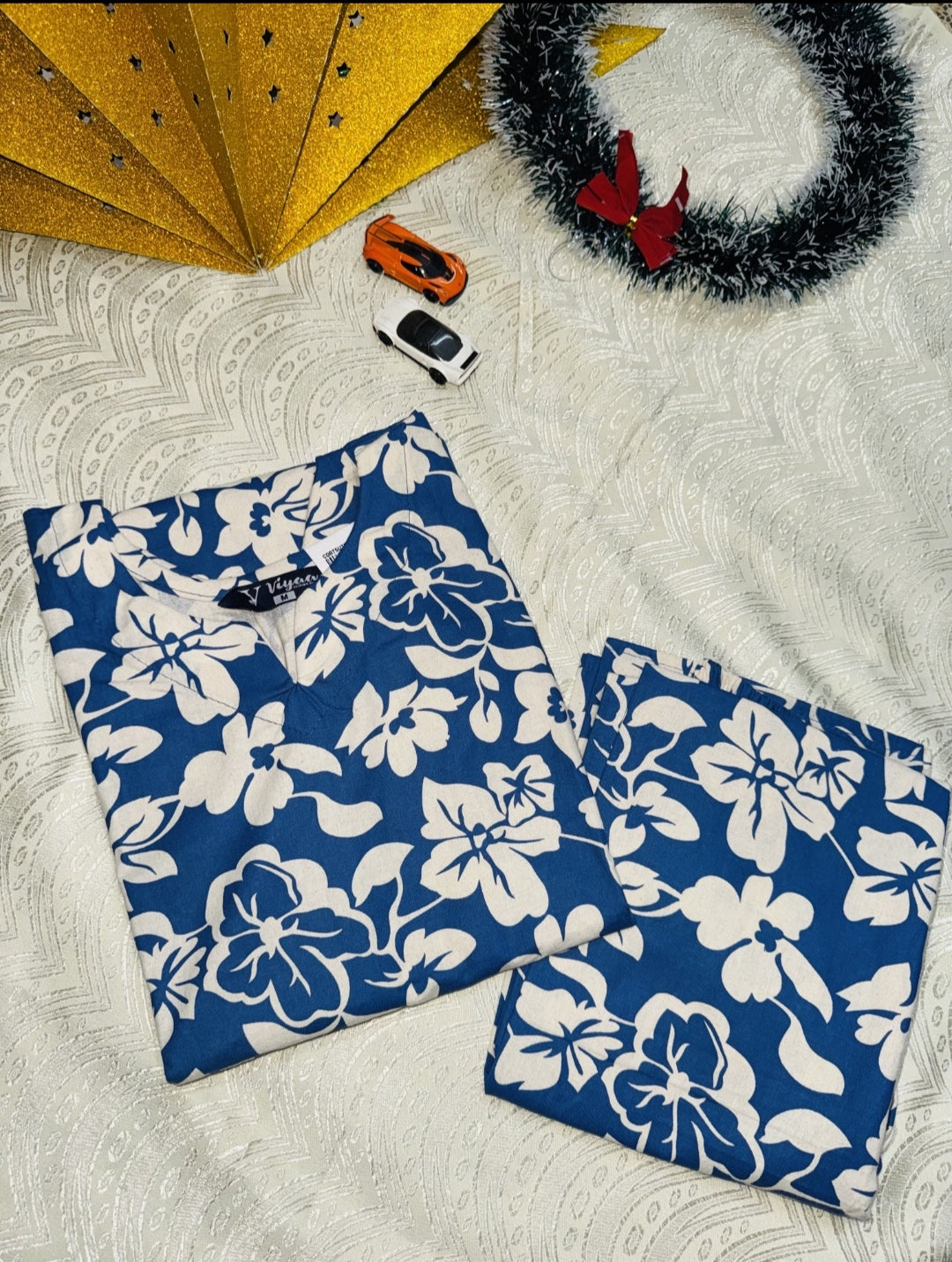 Royal Blue Floral Printed Women’s Co-ord Set