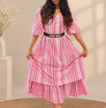 Pink Printed Tiered Frock Dress